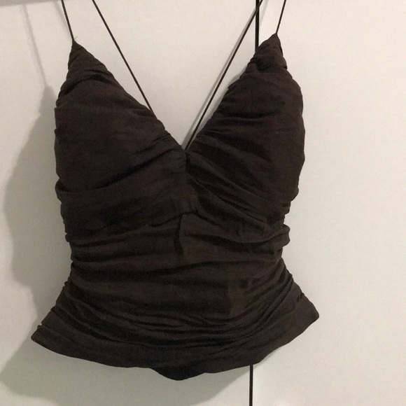 zara ruched top brown